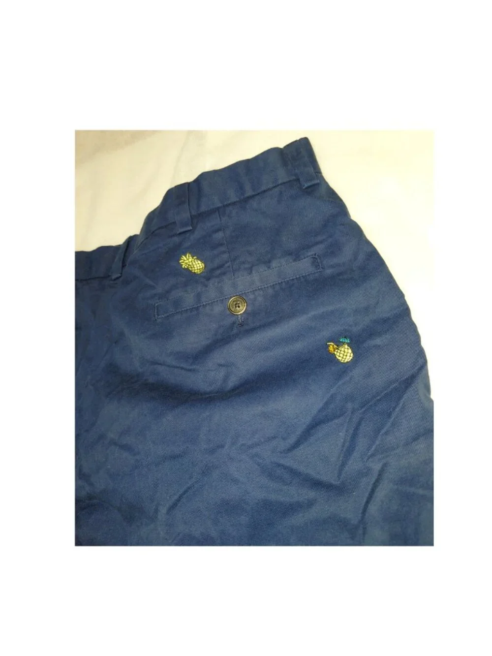 Brooks Brothers Navy Blue Chino Pineapple Embroidered Men's Shorts 34
